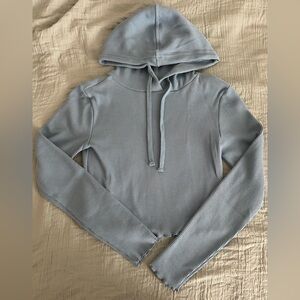 Together Ribbed Light Blue Hoodie